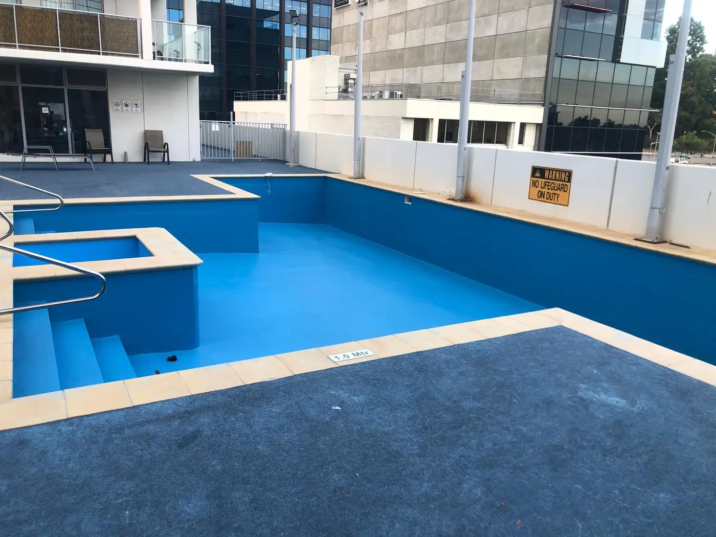 The same pool with a renewed blue interior finish